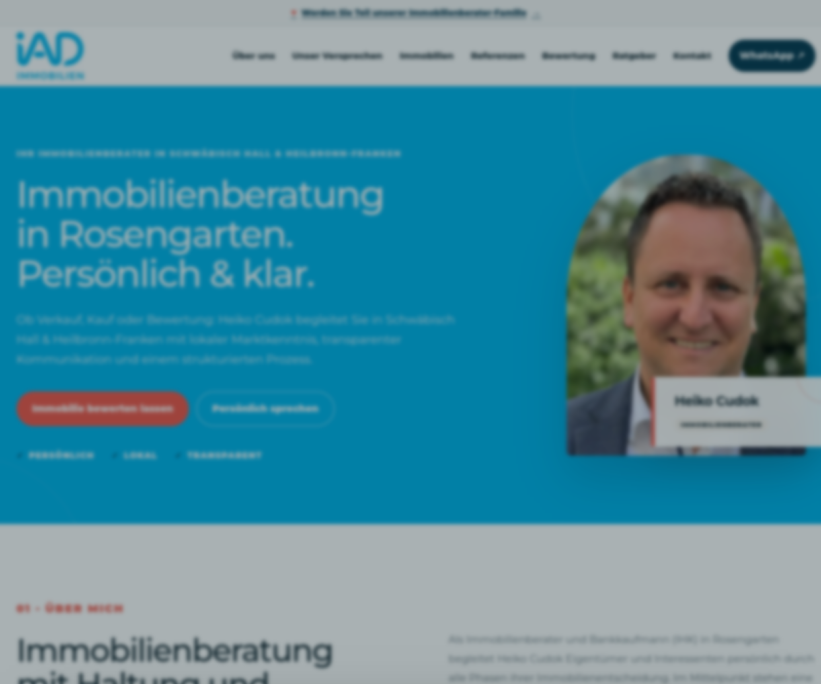 Website-Ansicht von schwäbischhall.immo