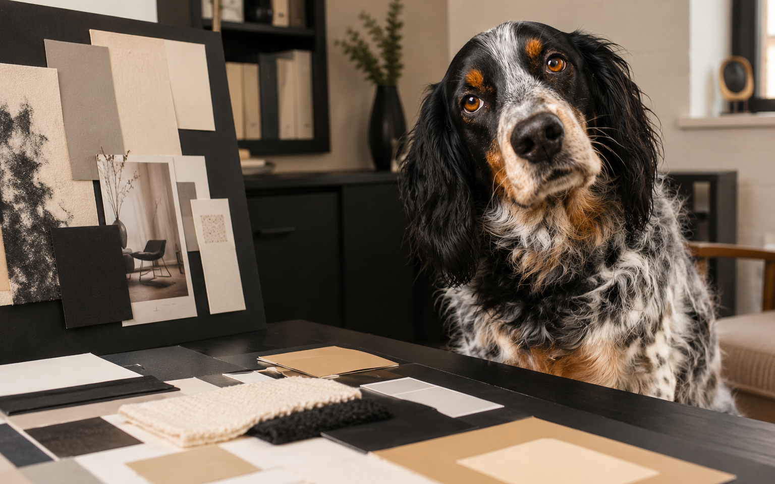 Fran entwickelt am Moodboard das Designkonzept